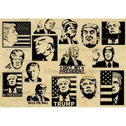 Digital SVG PNG JPG Donald Trump, silhouette, vector, clipart, instant download