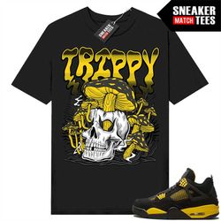 Thunder 4s shirts to match Sneaker Match Tees Black 'Trippy Land'