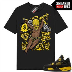 Thunder 4s shirts to match Sneaker Match Tees Black 'Trapstar Angel'