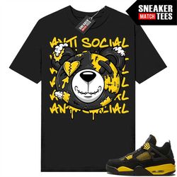 Thunder 4s shirts to match Sneaker Match Tees Black 'Anti Social Bear'