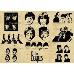 Digital SVG PNG JPG The Beatles,John Lennon, Paul McCartney, George Harrison, Ringo Starr, silhouette, vector, clipart,