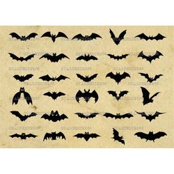 Digital SVG PNG JPG Bats, silhouette, vector, clipart, instant download