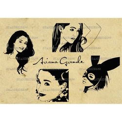 Digital SVG PNG JPG Ariana Grande, vector, clipart, silhouette, instant download