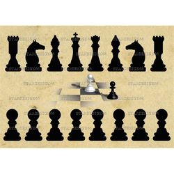 Digital SVG PNG JPG Chess set, clipart, vector, silhouette, instant download