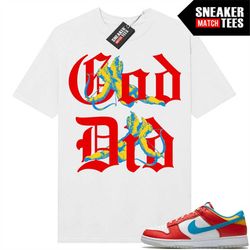 Fruity Pebbles Dunk Low shirts to match Sneaker Match Tees White 'God Did'