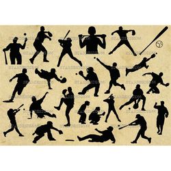 Digital SVG PNG JPG Baseball, ball, bat, sport, clipart, vector, silhouette, instant download