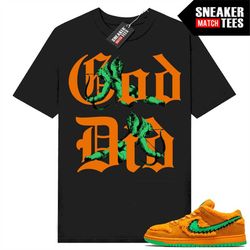 SB Dunk Low Grateful Dead Bear Orange Sneaker Match Tees Black 'God Did'
