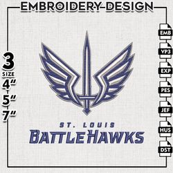 Nike St Louis BattleHawks Embroidery Designs, XFL Teams Embroidery Files, St Louis BattleHawks Machine Embroidery Files