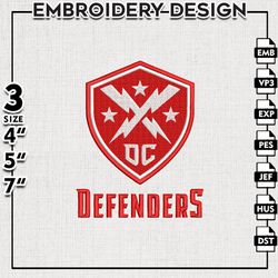 Nike DC Defenders Embroidery Designs, XFL Teams Embroidery Files, DC Defenders Machine Embroidery Files