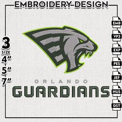 Nike Orlando Guardians Embroidery Designs, XFL Teams Embroidery Files, Orlando Guardians Machine Embroidery Files