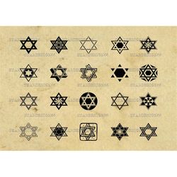 Digital SVG PNG JPG star of david icon, judaism, jewish, torah, hebrew, silhouette, vector, clipart, instant download