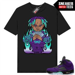 Alternate Grape 5s shirts to match Sneaker Match Tees Black 'Trap Chucky'