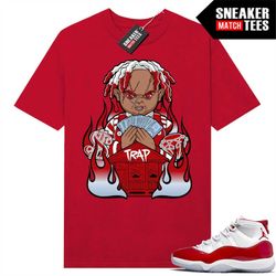 Cherry 11s shirts to match Sneaker Match Tees Red 'Trap Chucky'