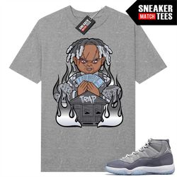 Cool Grey 11s shirts to match Sneaker Match Tees Heather Grey 'Trap Chucky'