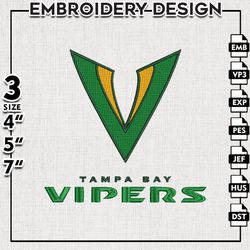 Nike Tampa Bay Vipers Embroidery Designs, XFL Teams Embroidery Files, Tampa Bay Vipers Machine Embroidery Files