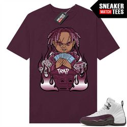 AMM 12s White Burgandy shirts to match Sneaker Match Tees Maroon 'Trap Chucky'