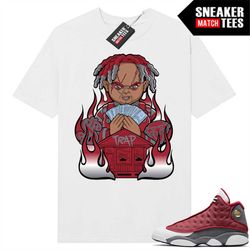 Red Flint 13s Shirts to match Sneaker Match Tees White 'Trap Chucky'