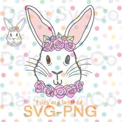 Easter-Spring Bunny, Bunny with Flower Crowns, SVG, PNG, Cricut, Cut File