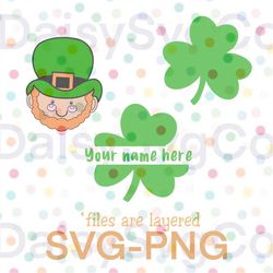 St. Patricks Day Leprechaun and Green Clover SVG and PNG image, Cricut