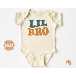 lil bro onesie - retro pregnancy announcement bodysuit - boys natural baby onesie 5813