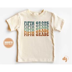 Back to School Shirt, First day of Fifth Grade Shirt for Girls, Boys, Groovy, Retro, Toddler Shirt 5796