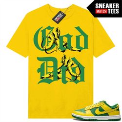 Reverse Brazil Dunk Low to match Sneaker Match Tees Gold 'God Did'