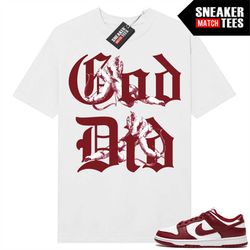 Team Red Dunk Low to match Sneaker Match Tees White 'God Did'