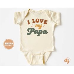Baby Onesie - I Love My Papa Bodysuit - Grandpa's Baby Retro Natural Onesie 5785