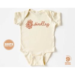 personalized baby onesie -  custom bodysuit with name - floral natural baby, infant onesie & tee  5773-c