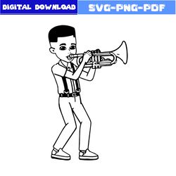 Gracie's Boy With Saxophone Outline Svg, Gracie's Boy Svg, Gracie's Corner Svg, Boy Svg, Cartoon Svg, Png Eps Dxf File