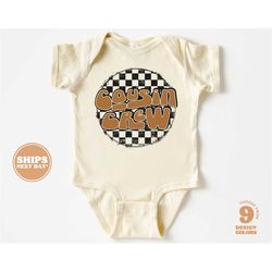 Cousin Crew Onesie - Retro Gender Neutral Pregnancy Announcement Bodysuit - Boys Natural Baby Onesie  5761-C