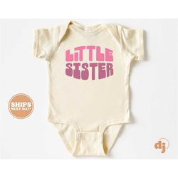 little sister onesie - retro pregnancy announcement bodysuit - girls natural baby onesie 5712