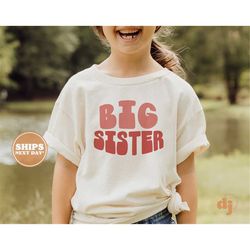 Big Sister Toddler Shirt - Retro Kids Pregnancy Announcement Shirt - Sibling Natural Infant, Toddler & Youth Tee 5709