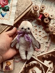 Teddy bunny. Plush bunny. Handmade bunny. Collectible toy. Vintage Toy. The best gift.