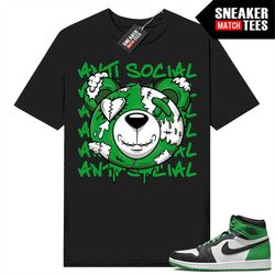 Lucky Green 1s  Sneaker Match Tees Black 'Antisocial Bear'