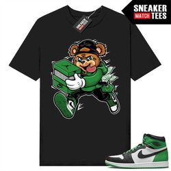 Lucky Green 1s  Sneaker Match Tees Black 'Bear Sneaker Heist'