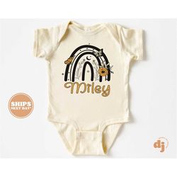 personalized baby onesie -  custom bodysuit with boho rainbow - cute personalized natural baby, infant onesie & tee 5693