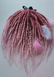 Pinky Red  and baby pink De synthetic crochet dreadlocks  Bumpy locs Faux locs Fake dreads Hair extensions