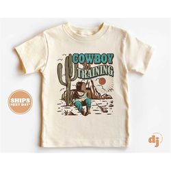 Kids Summer Shirt - Cowboy in Training Kids Retro TShirt - Summer Retro Natural Infant, Toddler, Youth & Adult Tee 5683