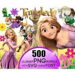 Tangled PNG Mega Bundle, Tangled SVG, Flynn Rider svg, Rapunzel png, Princess svg, Princess PNG, Tangled Birthday,
