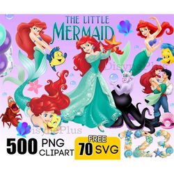Little Mermaid SVG PNG Clipart Bundle, Ariel Png, Princess PNG, Little Mermaid svg, Little Mermaid Tumbler