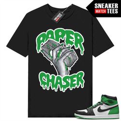 Lucky Green 1s  Sneaker Match Tees Black 'Paper Chaser'