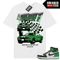Lucky Green 1s  Sneaker Match Tees White 'SKRRRT'