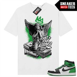 Lucky Green 1s  Sneaker Match Tees White 'Count your Blessings'