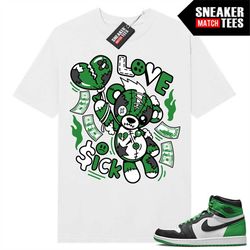 Lucky Green 1s  Sneaker Match Tees White 'Love Sick Bear'