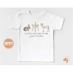 Kids Easter Shirt - Silly Bunny, Easter is About the Lamb Kids Retro TShirt - Easter Retro Natural Infant, Toddler & You
