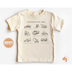 Toddler T-shirt - Construction Zone Kids Retro TShirt - Retro Natural Infant, Toddler & Youth Tee 5593
