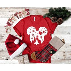 Mickey Mouse Ears Snowflake Christmas Tree T-Shirt, Christmas Shirt, Disney Christmas Shirt, Disney Matching Christmas S