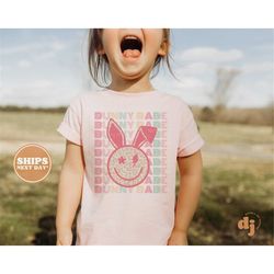 Kids Easter Shirt - Bunny Babe Kids Retro TShirt - Easter Retro Natural Infant, Toddler & Youth Tee 5555