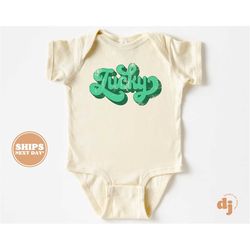 Baby Onesie - Retro Lucky St Patricks Day Shirts & Bodysuit - St Patricks Day Natural Onesie 5514